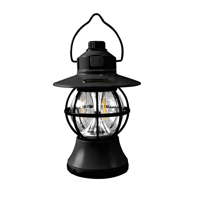 Lampa De Camping Retro Portabila, Felinar Vintage Led Abs, Acumulator Inclus 1200 Mah, Reincarcabila, 20 Cm Inaltime, 3 Moduri De Iluminare, Intensitate Reglabila,Lampa Portabila Pentru Cort In Aer Liber - vivimall.ro
