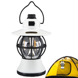 Lampa De Camping Retro Portabila, Felinar Vintage Led Abs, Acumulator Inclus 1200 Mah, Reincarcabila, 20 Cm Inaltime, 3 Moduri De Iluminare, Intensitate Reglabila,Lampa Portabila Pentru Cort In Aer Liber - vivimall.ro