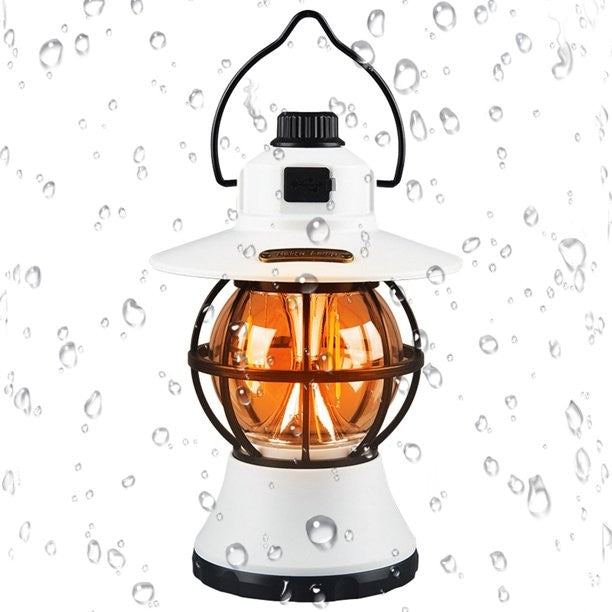 Lampa De Camping Retro Portabila, Felinar Vintage Led Abs, Acumulator Inclus 1200 Mah, Reincarcabila, 20 Cm Inaltime, 3 Moduri De Iluminare, Intensitate Reglabila,Lampa Portabila Pentru Cort In Aer Liber - vivimall.ro