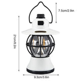 Lampa De Camping Retro Portabila, Felinar Vintage Led Abs, Acumulator Inclus 1200 Mah, Reincarcabila, 20 Cm Inaltime, 3 Moduri De Iluminare, Intensitate Reglabila,Lampa Portabila Pentru Cort In Aer Liber - vivimall.ro