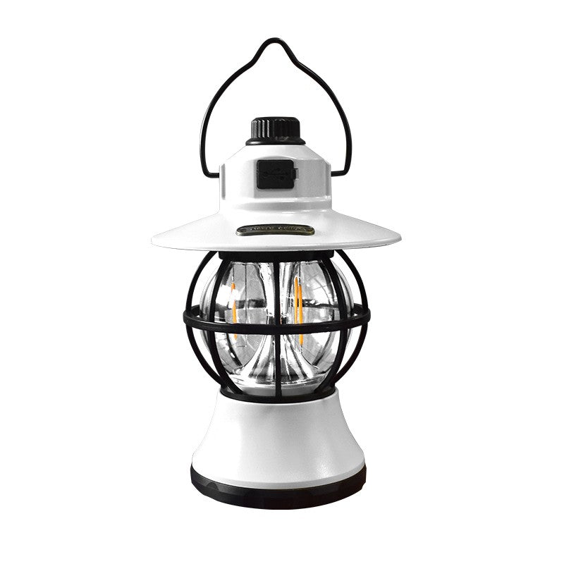 Lampa De Camping Retro Portabila, Felinar Vintage Led Abs, Acumulator Inclus 1200 Mah, Reincarcabila, 20 Cm Inaltime, 3 Moduri De Iluminare, Intensitate Reglabila,Lampa Portabila Pentru Cort In Aer Liber - vivimall.ro