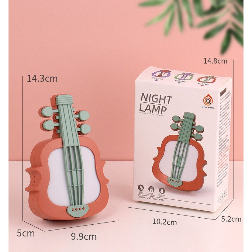 Lampa de Veghe, Vivimall, cu Protectie pentru Ochi, Model Violina, Lumina Calda, Incarcare USB, ABS, 14.3x5x9.9 cm, Verde/ Rosu - vivimall.ro