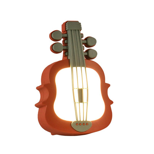 Lampa de Veghe, Vivimall, cu Protectie pentru Ochi, Model Violina, Lumina Calda, Incarcare USB, ABS, 14.3x5x9.9 cm, Verde/ Rosu