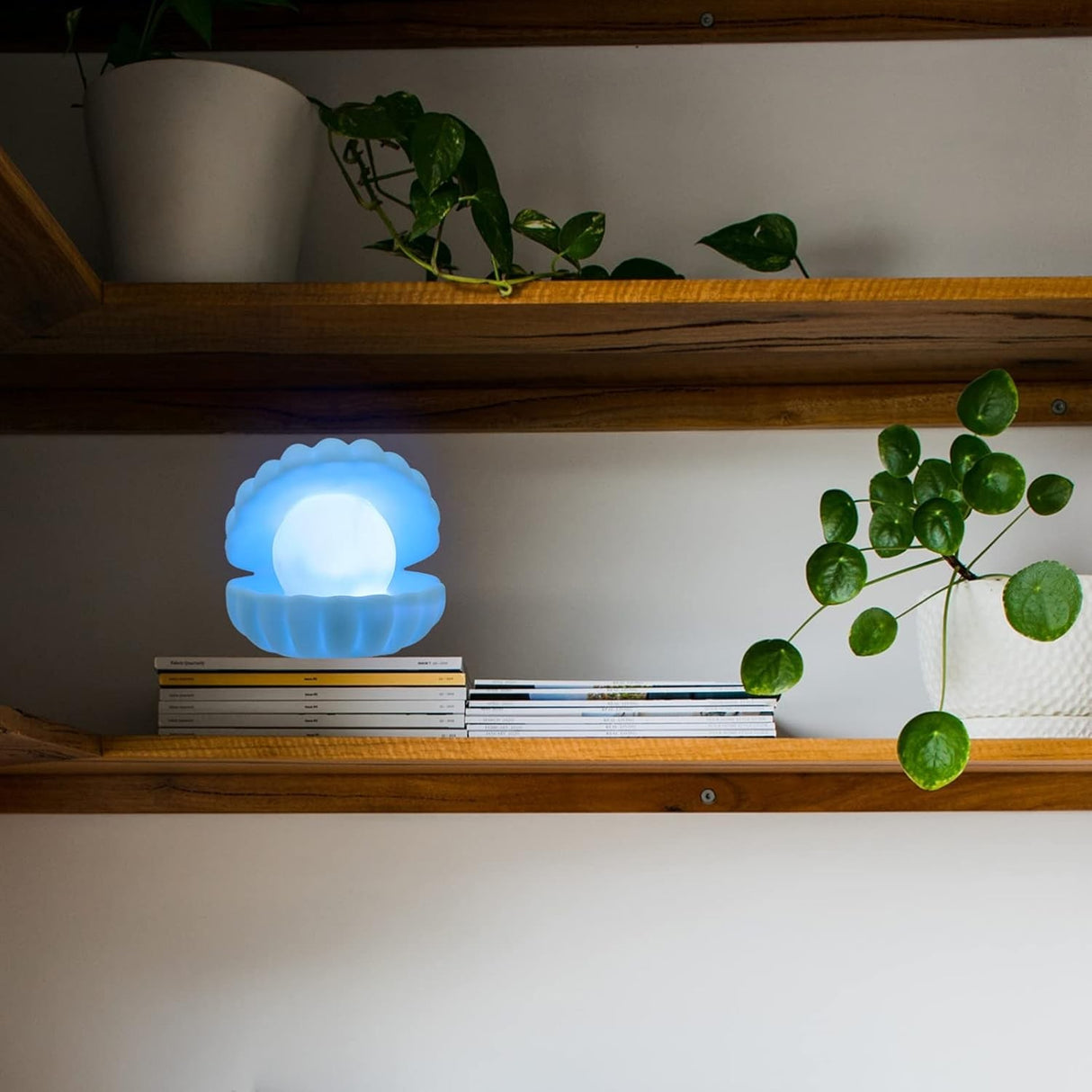 Lampa De Veghe, Model Scoica Cu Perla, Lumina Calda, Led, Baterii Incluse 3 X Lr44,