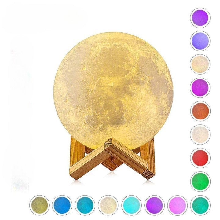 Lampa De Veghe In Forma De Luna 3D Moon Light, Alimentare Baterii, Stand Plastic Inclus, 8 Cm