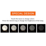 Lampa De Veghe In Forma De Luna Cu Stele 3D Moon Light, Acumulator Integrat, Alimentare Usb, Stand Din Plastic Inclus, 13 Cm, 16 Culori, Telecomanda Inclusa