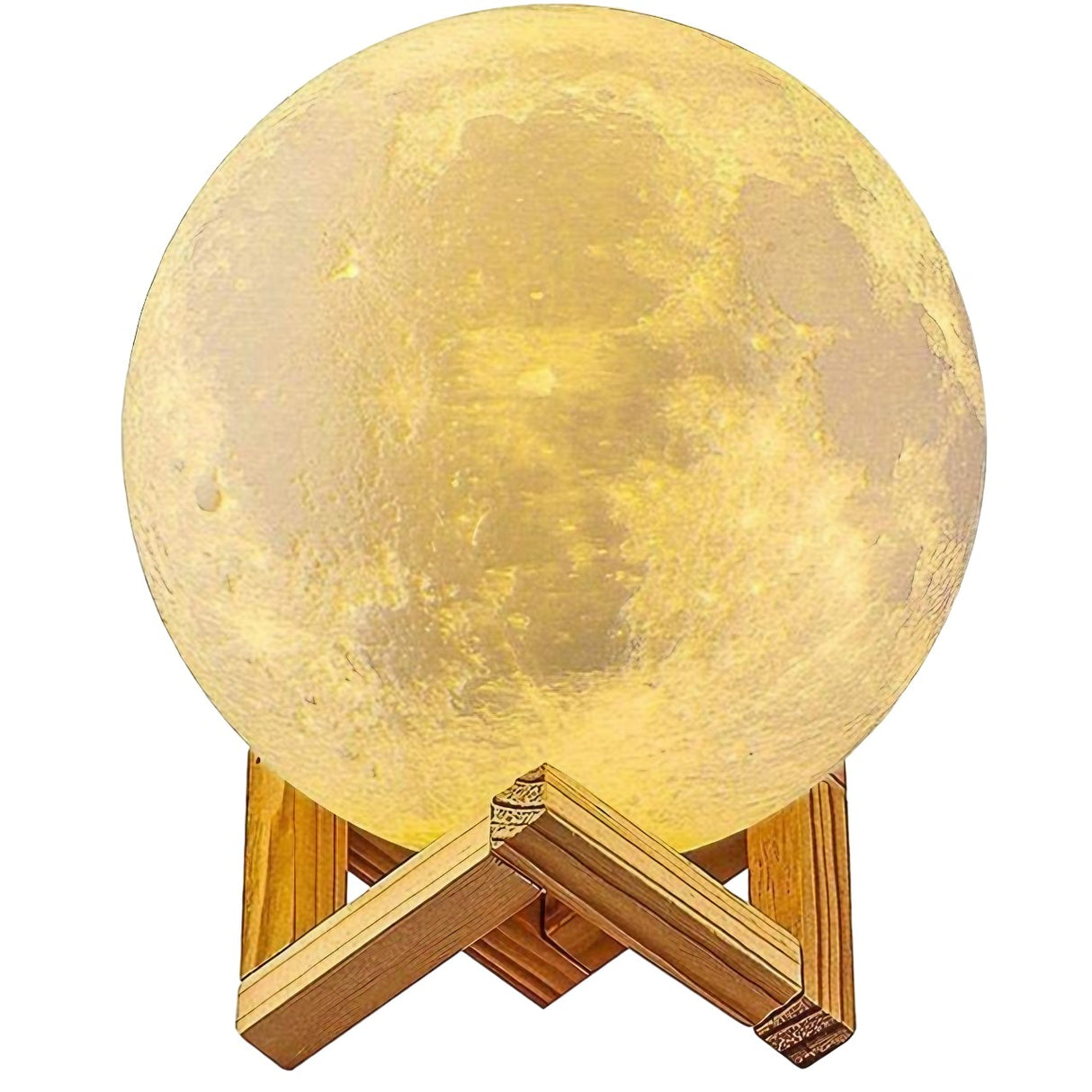 Lampa de veghe in forma de luna cu stele 3D Moon Light, Acumulator integrat, alimentare USB, stand din plastic inclus, 13 cm, 16 culori, Multicolor, Telecomanda inclusa, Vivimall - vivimall.ro
