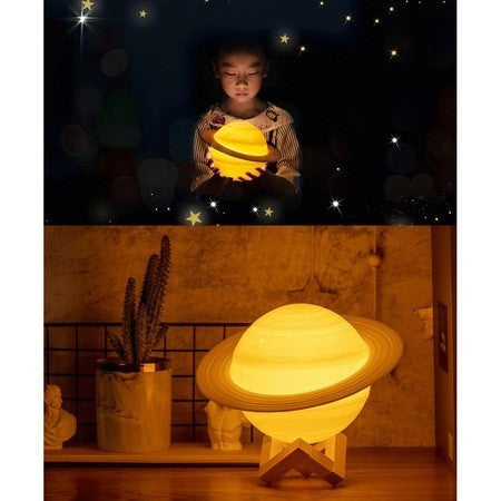 Lampa De Veghe In Forma De Saturn 3D Moon Light, Alimentare Baterii, Stand Plastic Inclus, 13 Cm