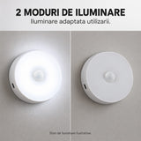 Lampa de Veghe LED, Flippy, cu Senzor de Miscare, 2 Moduri de Iluminare, Lumina Alba Rece, Acumulator 300 mAh, Incarcare USB, 0.6 W, Design Rotund, 8.5 x 2.3 cm, Alb