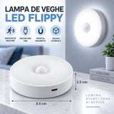 Lampa de Veghe LED, Flippy, cu Senzor de Miscare, 2 Moduri de Iluminare, Lumina Alba Rece, Acumulator 300 mAh, Incarcare USB, 0.6 W, Design Rotund, 8.5 x 2.3 cm, Alb