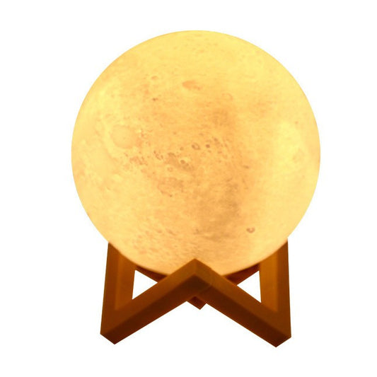 Lampa de veghe luna 3D Moon Light, lumina LED alb cald, alimentare baterii, stand din plastic, 20 cm, Flippy - vivimall.ro