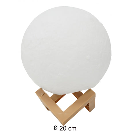 Lampa de veghe luna 3D Moon Light,lumina multicolora cu LED, 7 culori, schimbare culoare prin atingere, alimentare baterii, fara acumulator, stand din plastic inclus, 20 cm, Vivimall - vivimall.ro