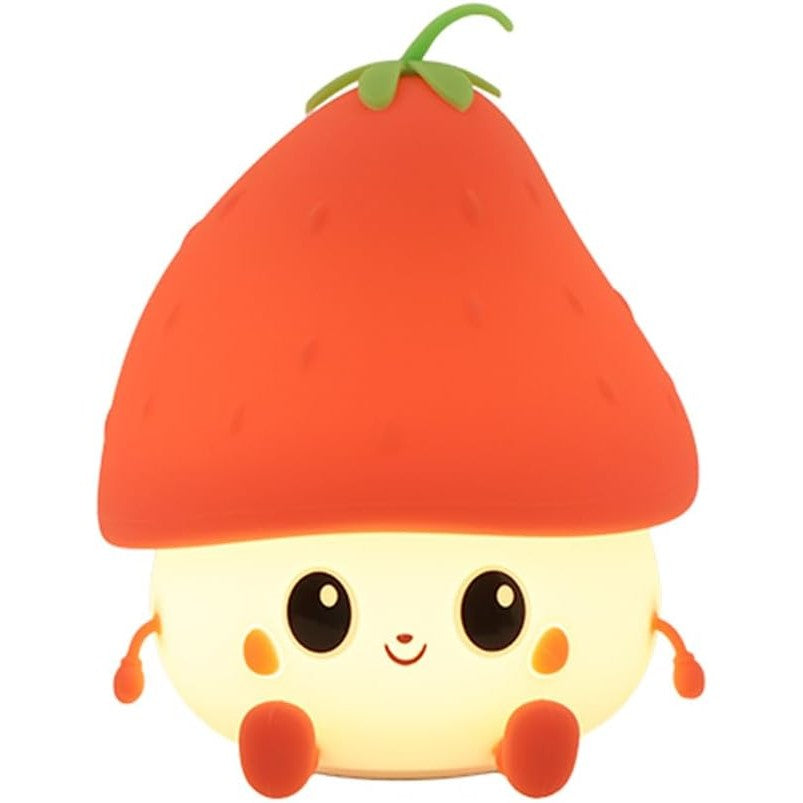 Lampa de Veghe pentru Copii, Vivimall, din Silicon, Senzor Tactil, Model Capsunica, Lumina Calda, Protectie pentru Ochi, Incarcare USB, Capacitate Baterie Incorporata 1200mAh, 10.8x9x12.8 cm, Rosu - vivimall.ro