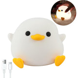 Lampa de Veghe pentru Copii, Vivimall, din Silicon, Senzor Tactil, Model Ratusca, Lumina Calda, Timer Automat, Protectie pentru Ochi, Incarcare USB Putere 0.5W, Capacitate Baterie Incorporata 800mAh, 12.2x10.5x9.2 cm, Alb - vivimall.ro