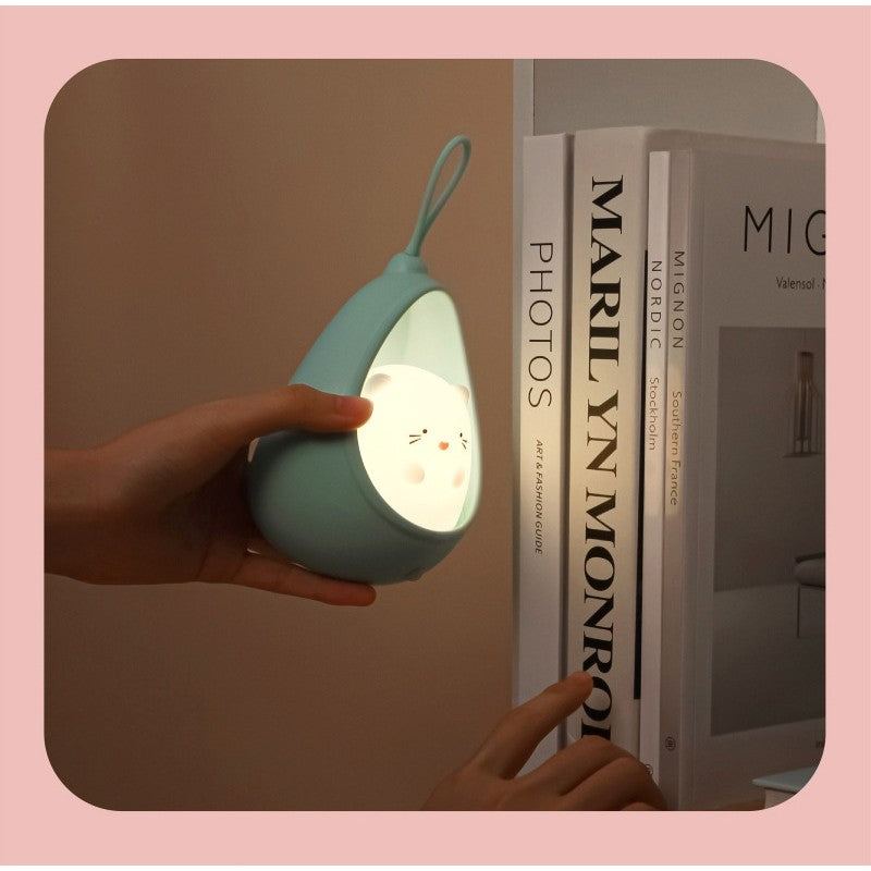 Lampa De Veghe Portabila Cu 2 Moduri De Functionare Silicon Non-Toxic, Reincarcabila Usb, Senzor Miscare, Pisicuta