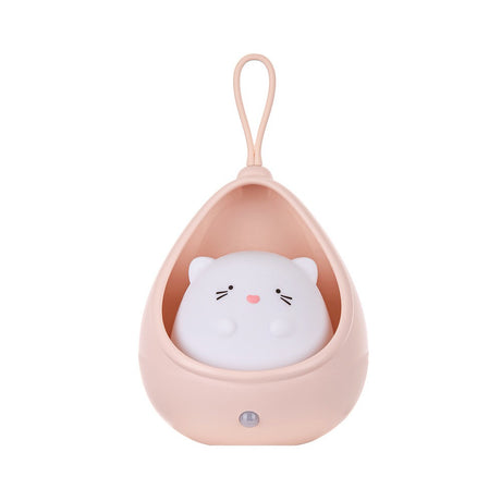 Lampa De Veghe Portabila Cu 2 Moduri De Functionare Silicon Non-Toxic, Reincarcabila Usb, Senzor Miscare, Pisicuta