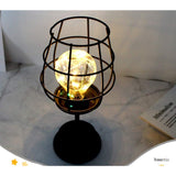 Lampa Decorativa cu Leduri, Vivimall, Model Pahar de Vin, cu Baterii, 13 x 13 x 28 cm, Suport Negru, Lumina Alb Cald - vivimall.ro