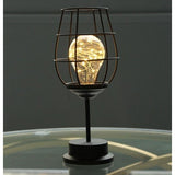 Lampa Decorativa cu Leduri, Vivimall, Model Pahar de Vin, cu Baterii, 13 x 13 x 28 cm, Suport Negru, Lumina Alb Cald - vivimall.ro