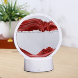 Lampa decorativa tip clepsidra Vivimall, imagine 3D dinamica, nisipuri miscatoare, 16 x 18.5 cm, Rosu - vivimall.ro
