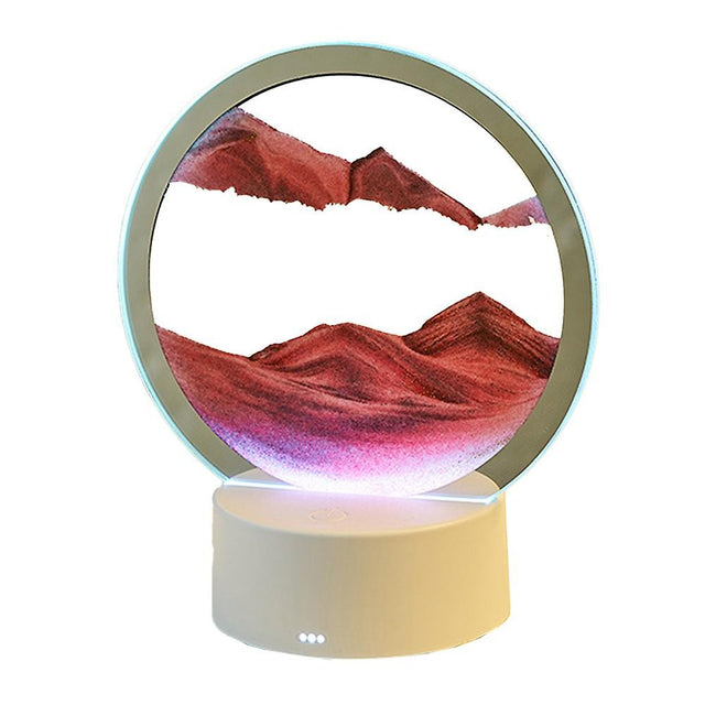 Lampa decorativa tip clepsidra Vivimall, imagine 3D dinamica, nisipuri miscatoare, 16 x 18.5 cm, Rosu - vivimall.ro