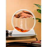 Clepsidra decorativa Vivimall, imagine 3D dinamica, nisipuri miscatoare, 25x26.5 cm, cadru alb, Auriu - vivimall.ro