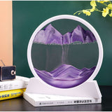 Clepsidra decorativa Vivimall, imagine 3D dinamica, nisipuri miscatoare, 25x26.5 cm, cadru alb, Mov - vivimall.ro