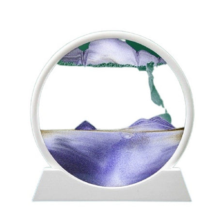 Clepsidra decorativa Vivimall, imagine 3D dinamica, nisipuri miscatoare, 25x26.5 cm, cadru alb, Mov - vivimall.ro