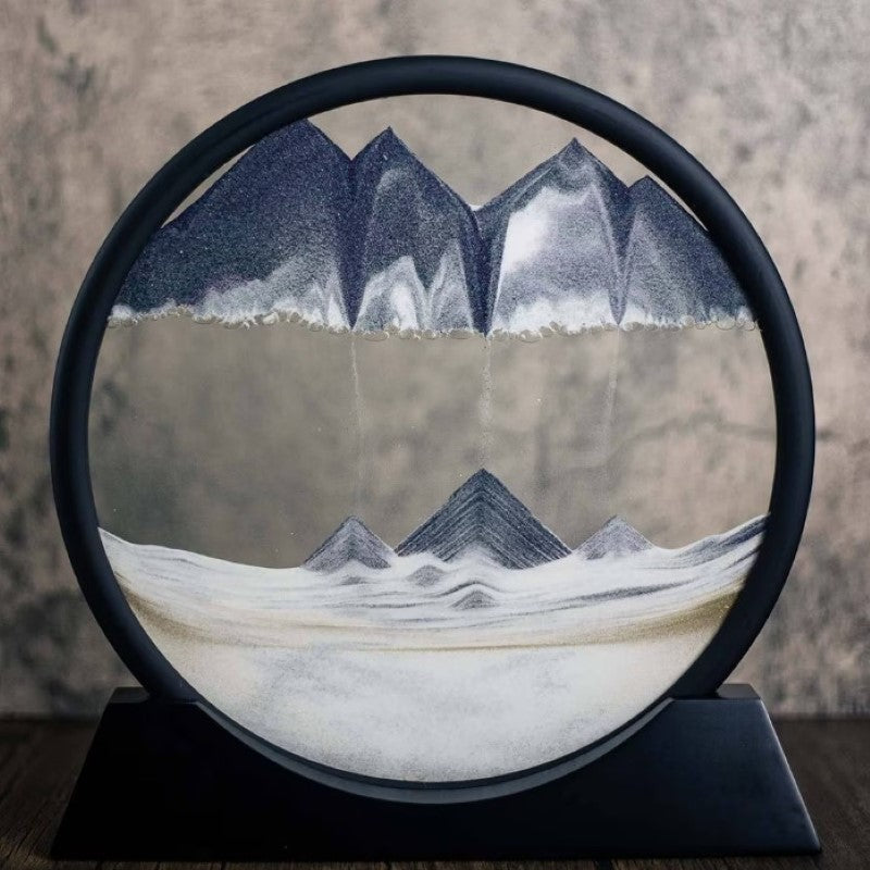 Clepsidra Vivimall decorativa, imagine 3D dinamica, nisipuri miscatoare, 25x26.5 cm, cadru negru, Gri - vivimall.ro