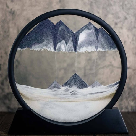 Clepsidra Vivimall decorativa, imagine 3D dinamica, nisipuri miscatoare, 25x26.5 cm, cadru negru, Gri - vivimall.ro