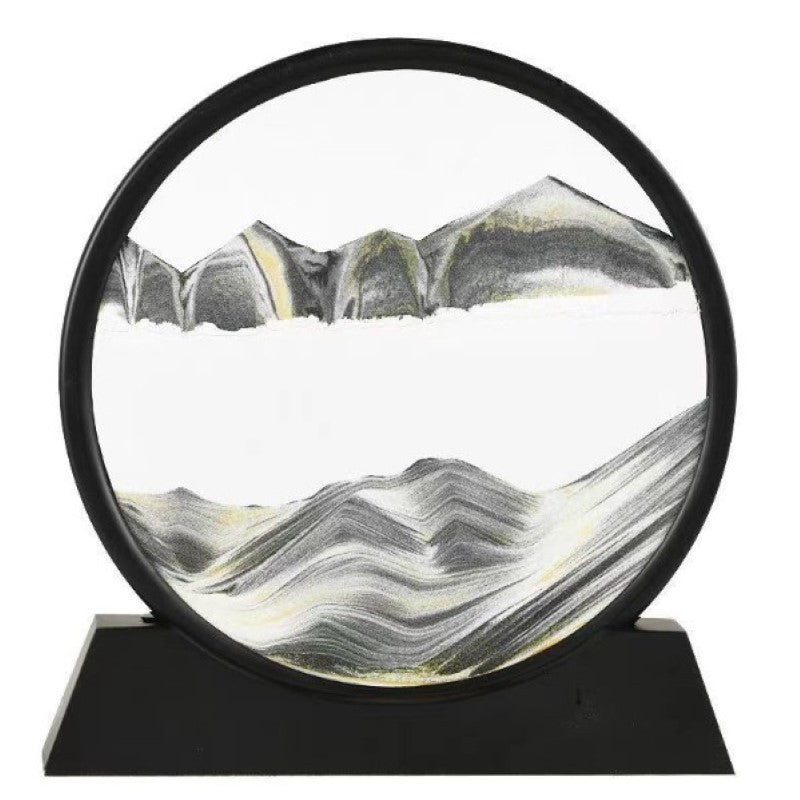 Clepsidra Vivimall decorativa, imagine 3D dinamica, nisipuri miscatoare, 25x26.5 cm, cadru negru, Gri - vivimall.ro