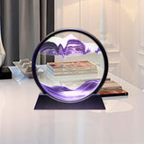 Decoratiune tip clepsidra, Vivimall, imagine 3D dinamica, nisipuri miscatoare, 25x26.5 cm, cadru negru, Mov - vivimall.ro