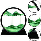 Decoratiune tip clepsidra, Vivimall, imagine 3D dinamica, nisipuri miscatoare, 25x26.5 cm, cadru negru, Verde smarald - vivimall.ro
