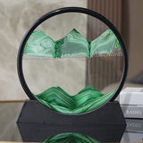 Decoratiune tip clepsidra, Vivimall, imagine 3D dinamica, nisipuri miscatoare, 25x26.5 cm, cadru negru, Verde smarald - vivimall.ro