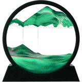 Decoratiune tip clepsidra, Vivimall, imagine 3D dinamica, nisipuri miscatoare, 25x26.5 cm, cadru negru, Verde smarald - vivimall.ro