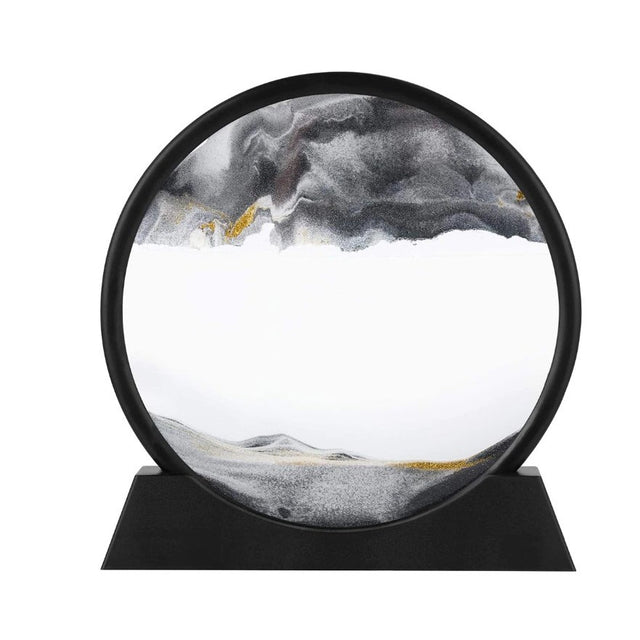 Clepsidra Vivimall decorativa, imagine 3D dinamica, nisipuri miscatoare, 25x26.5 cm, cadru negru, Gri - vivimall.ro