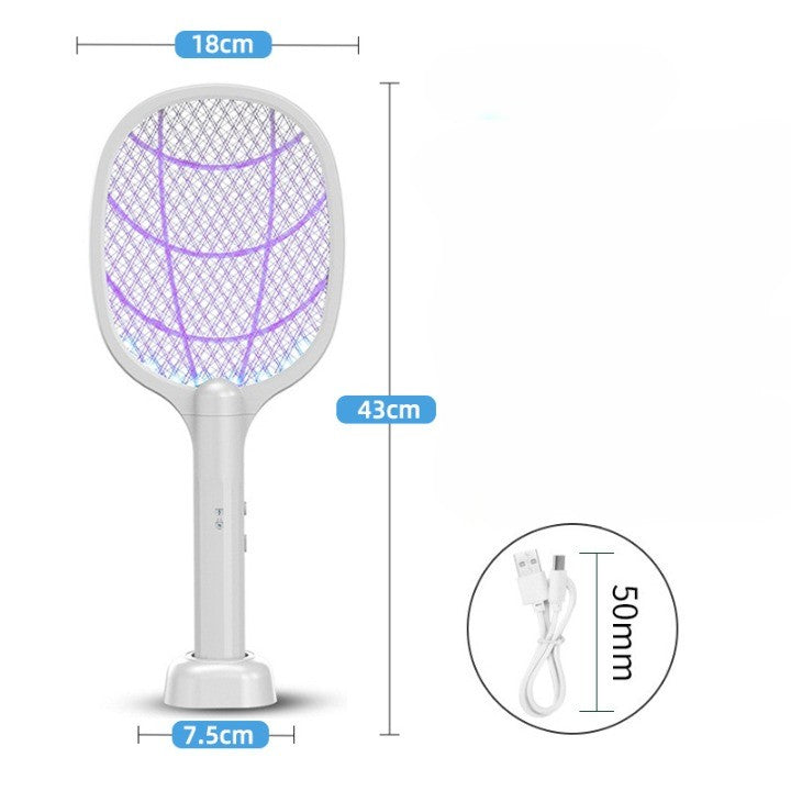 Lampa Electrica Impotriva Tantarilor, 42.5 X, Reincarcabila Cu Cablu Usb Inclus, Plasa Din Aluminum, Alb - vivimall.ro