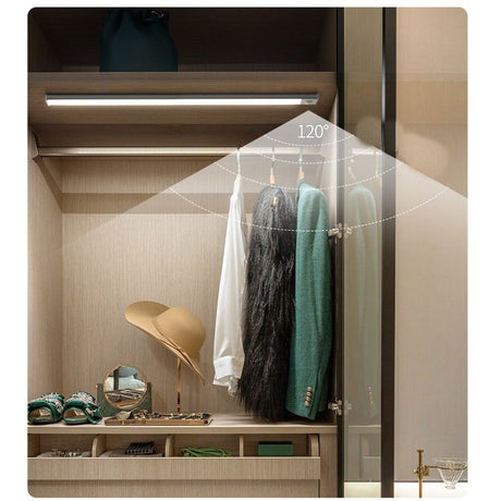 Lampa LED cu Senzor de Lumina si Miscare 30 cm, Flippy, Intensitate Reglabila, Suport Magnetic, 79 LED-uri, 114.59lm , Acumulator 600mAh cu Reincarcare prin USB-C, pentru Bucatarie, Hol, Dressing, Garaj