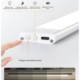 Lampa Led Cu Senzor De Lumina Si Miscare 30 Cm, Intensitate Reglabila, Suport Magnetic, 79 Led-Uri, 114.59Lm, Acumulator 600Mah Cu Reincarcare Prin Usb-C, Pentru Bucatarie, Hol, Dressing, Garaj - vivimall.ro