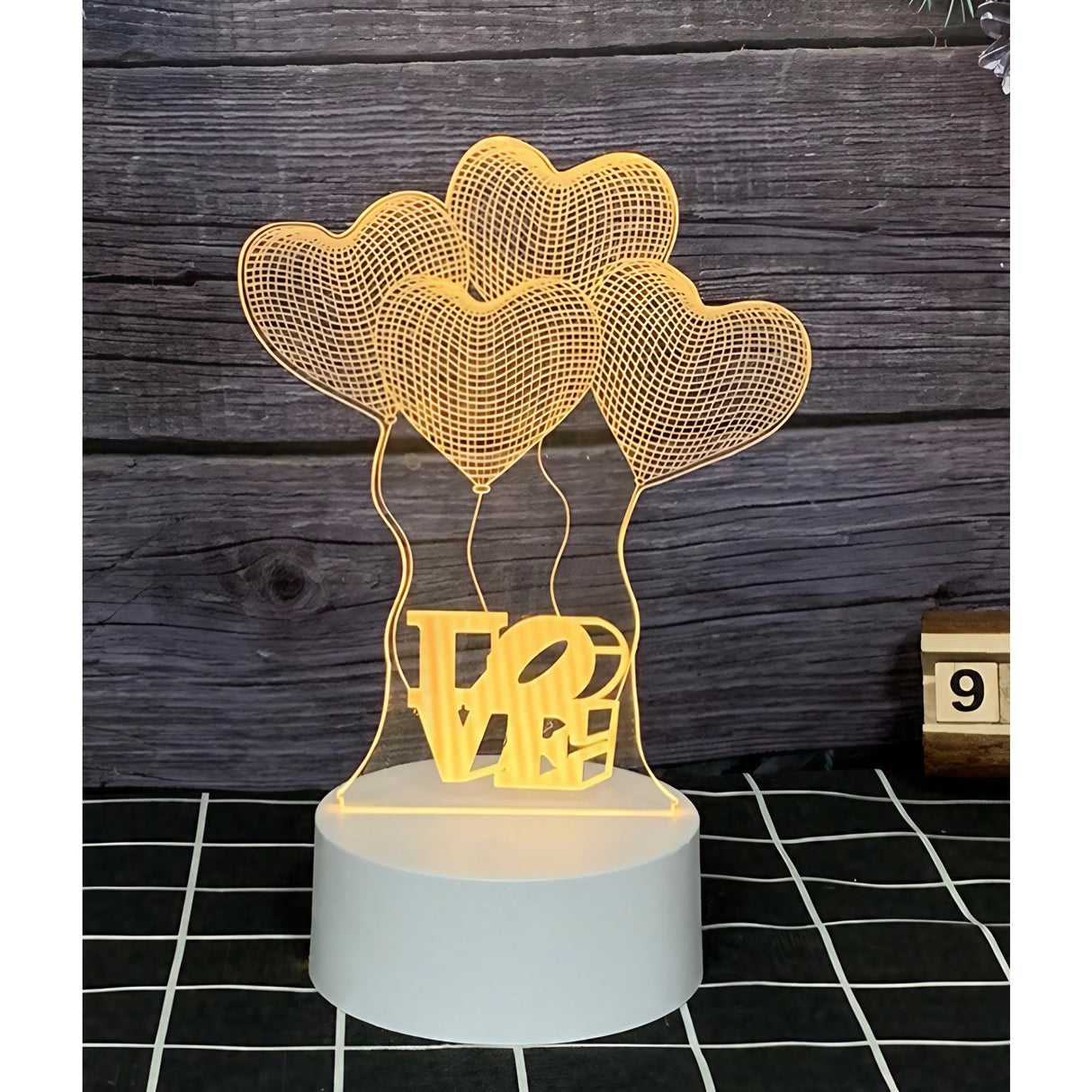 Lampa Led Decorativa, 3D, Baloane Love, Din Material Acril Si Lumina A, Alb - vivimall.ro
