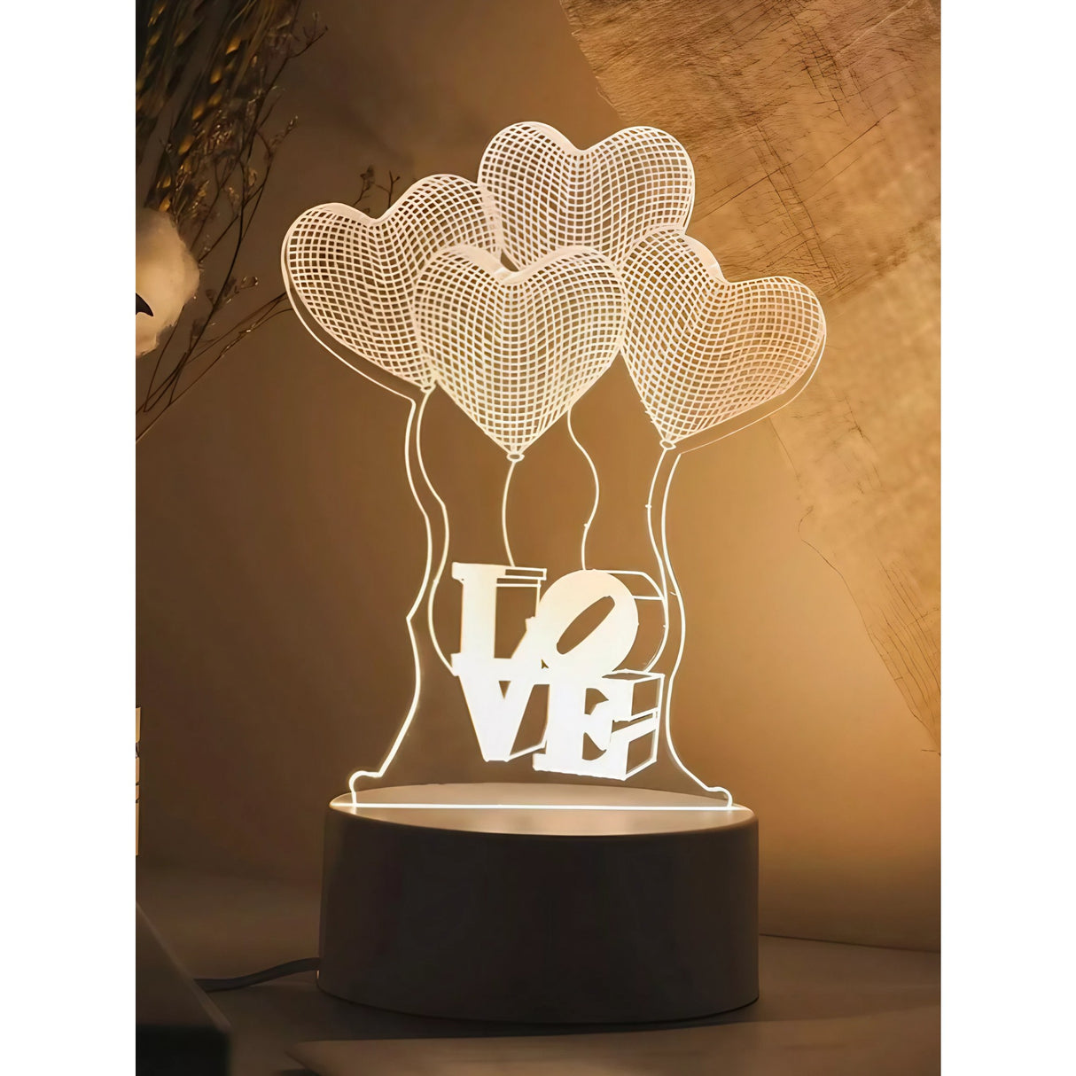 Lampa Led Decorativa, 3D, Baloane Love, Din Material Acril Si Lumina A, Alb - vivimall.ro