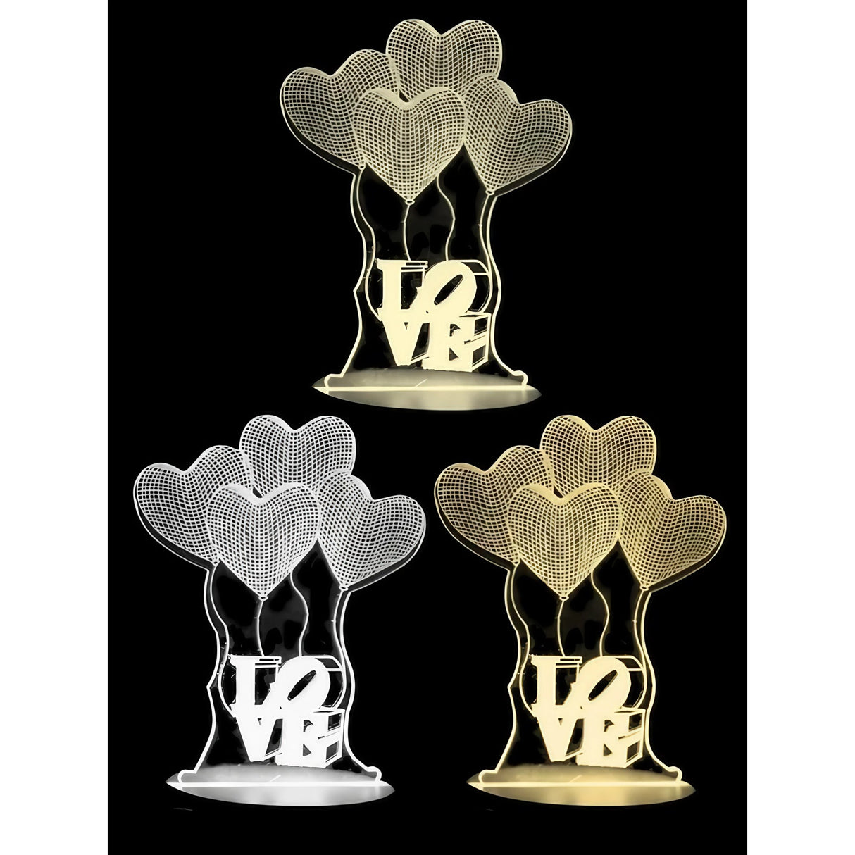 Lampa Led Decorativa, 3D, Baloane Love, Din Material Acril Si Lumina A, Alb - vivimall.ro