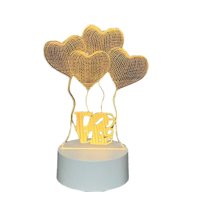 Lampa Led Decorativa, 3D, Baloane Love, Din Material Acril Si Lumina A, Alb - vivimall.ro