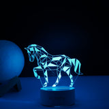 Lampa LED decorativa, Vivimall, 3D, Cal, cu telecomanda, doua moduri de alimentare USB si baterii, 20 cm inaltime, din material acril si lumina multicolora, alb - vivimall.ro