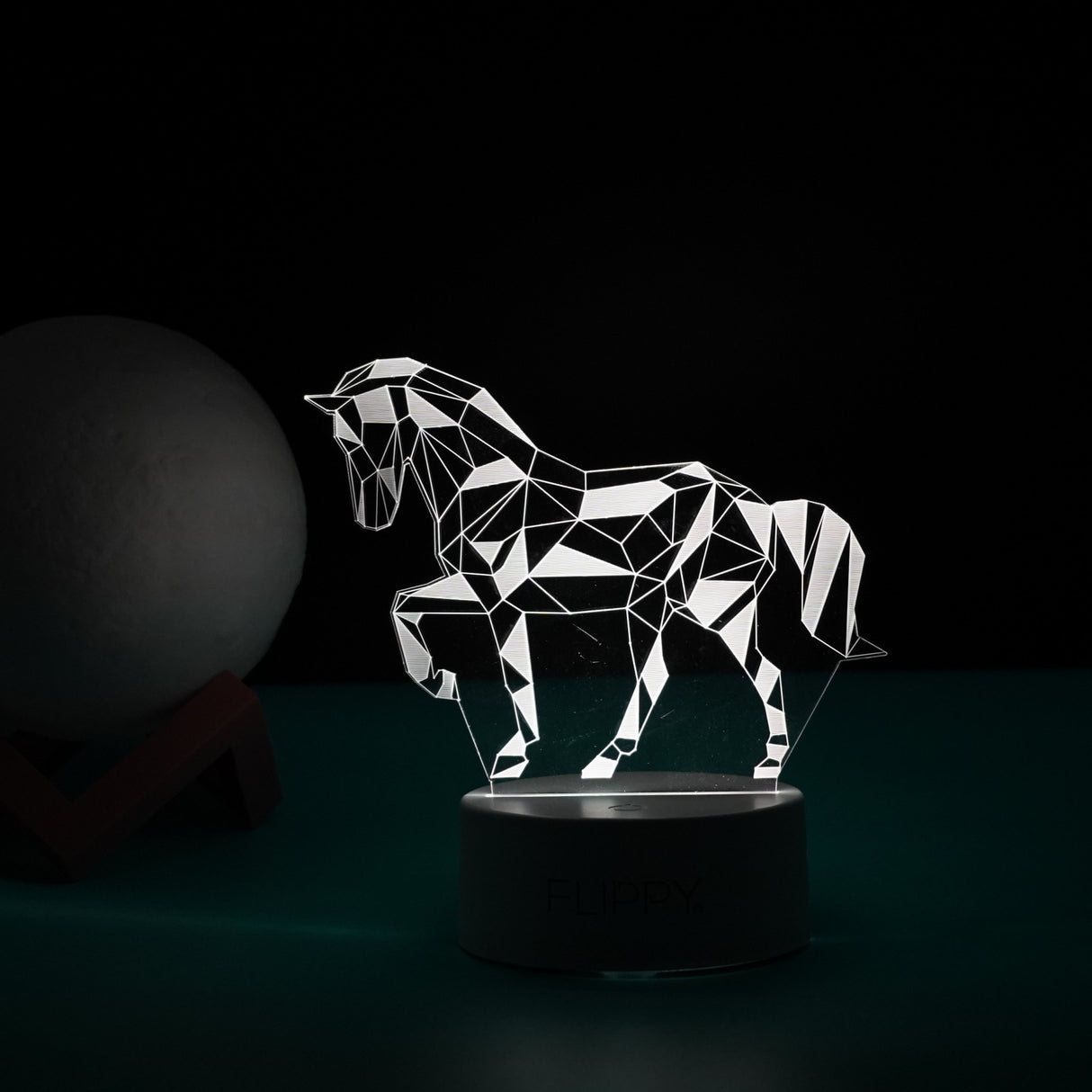Lampa Led Decorativa, 3D, Cal, Cu Telecomanda, Doua Moduri De Alimentare Usb Si Baterii, 20 Cm Inaltime, Din Material Acril Si Lumina A, Alb - vivimall.ro
