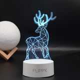 Lampa Led Decorativa, 3D, Cerb, Cu Telecomanda, Doua Moduri De Alimentare Usb Si Baterii, 20 Cm Inaltime, Din Material Acril Si Lumina A, Alb - vivimall.ro