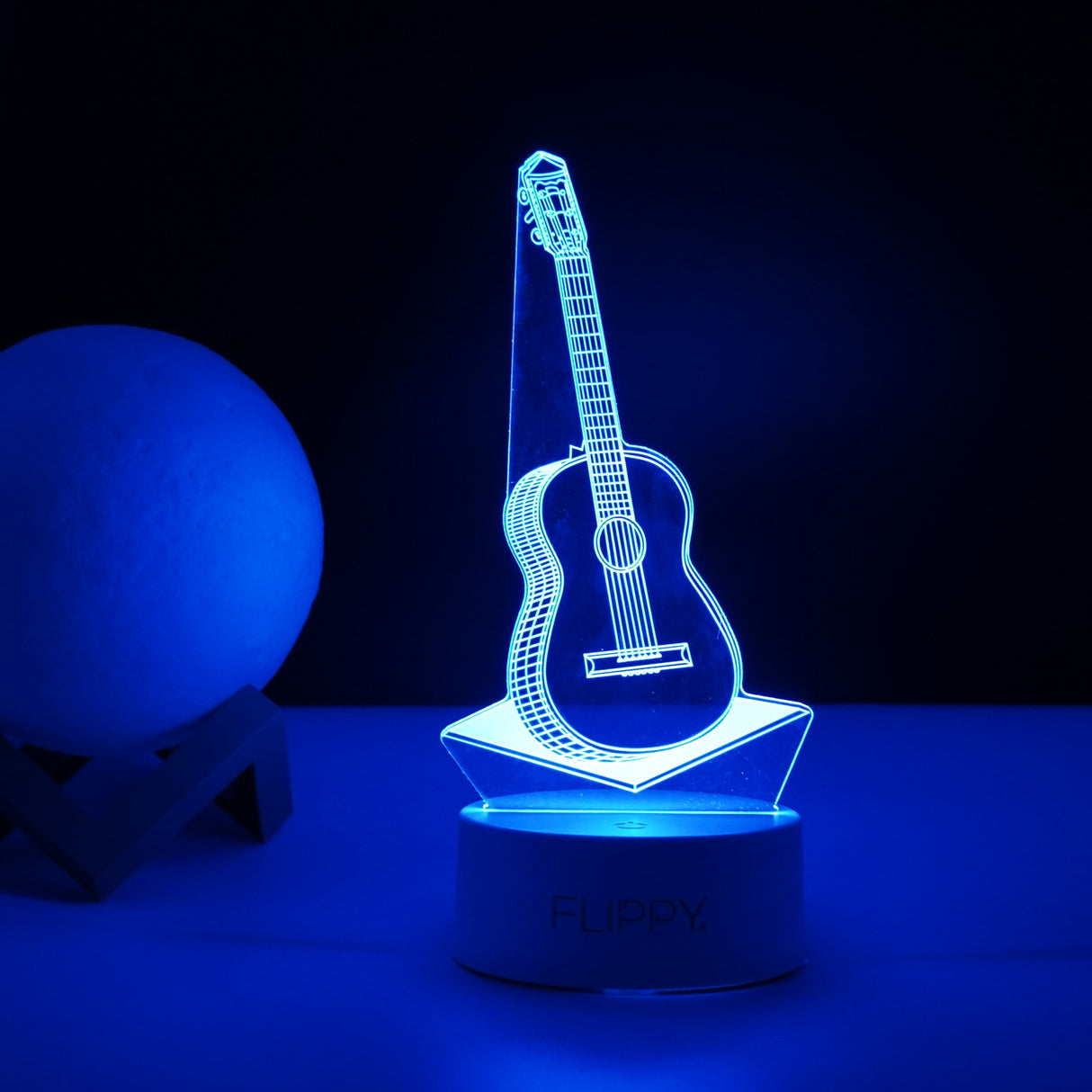 Lampa Led Decorativa, 3D, Chitara, Din Material Acril Si Lumina A, Alb - vivimall.ro