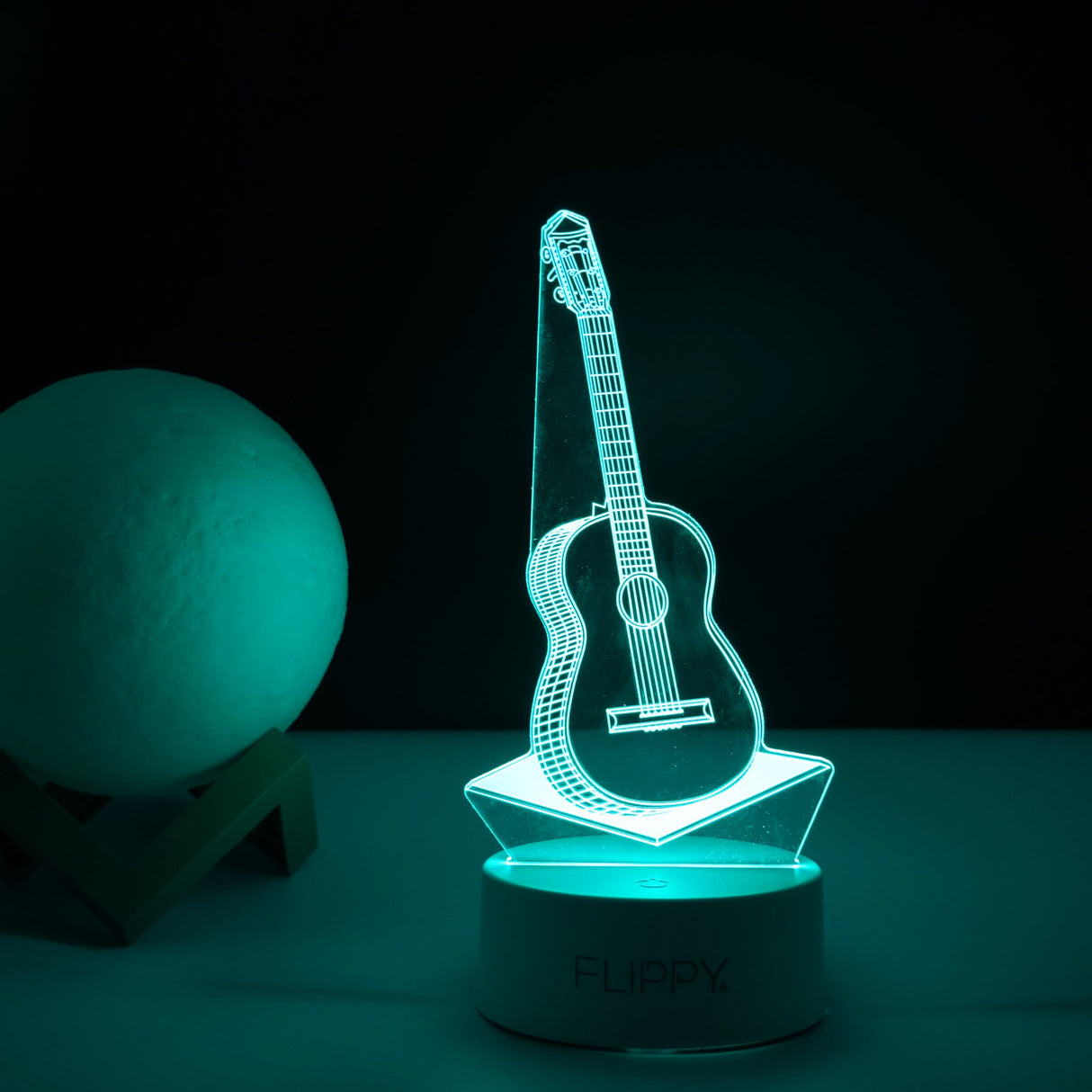 Lampa Led Decorativa, 3D, Chitara, Din Material Acril Si Lumina A, Alb - vivimall.ro
