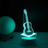 Lampa Led Decorativa, 3D, Chitara, Din Material Acril Si Lumina A, Alb - vivimall.ro
