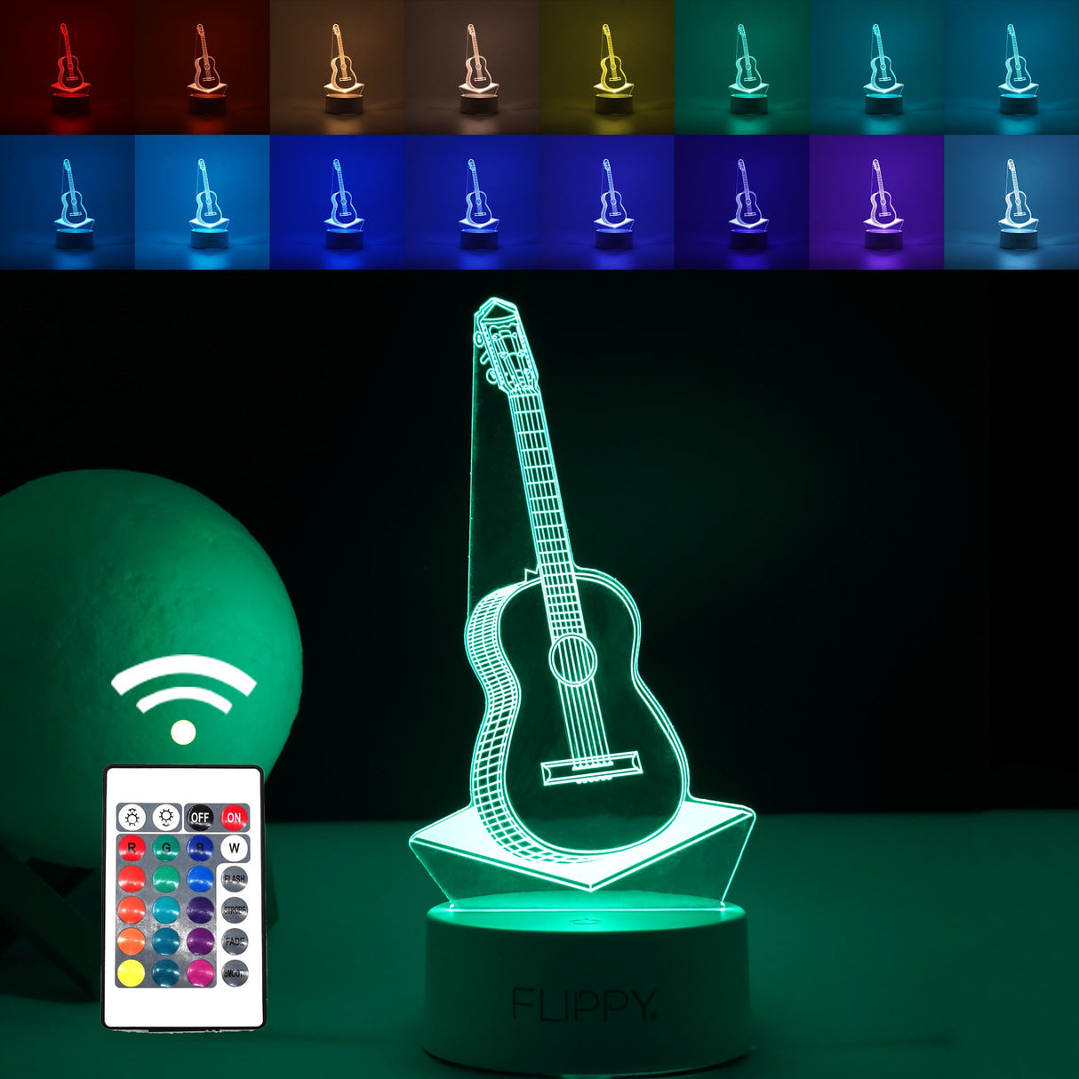 Lampa Led Decorativa, 3D, Chitara, Din Material Acril Si Lumina A, Alb - vivimall.ro