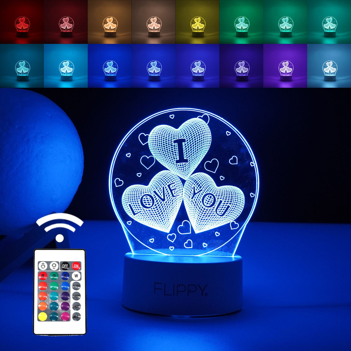 Lampa Led Decorativa, 3D, Cu Text "I Love You", Doua Moduri De Alimentare Usb Si Baterii, 20 Cm Inaltime, Din Material Acril Si Lumina A, Alb - vivimall.ro